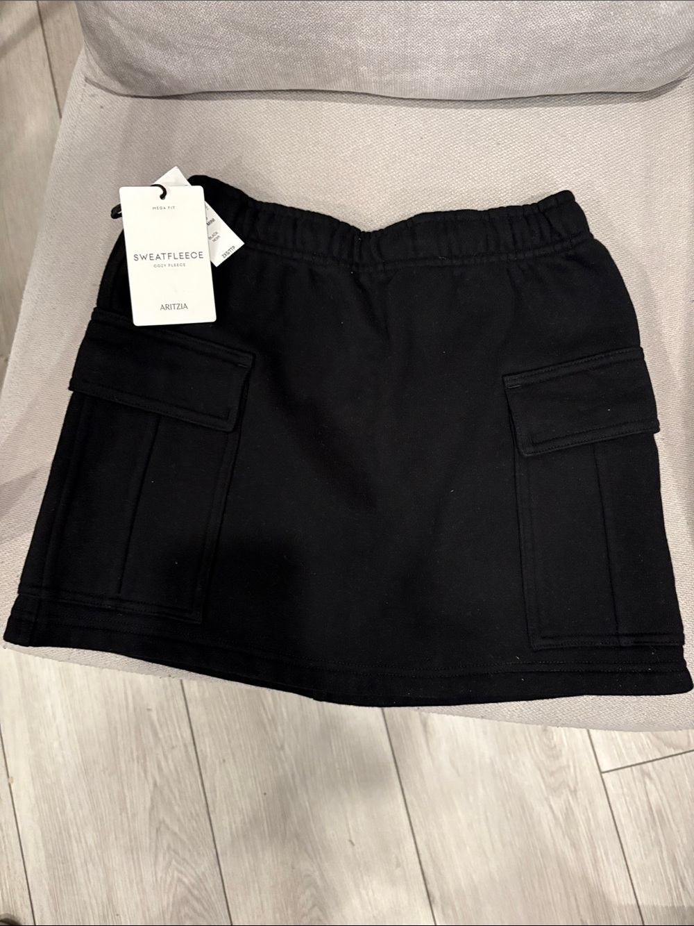 Aritzia Black Sweatfleece Cargo Mini Skirt